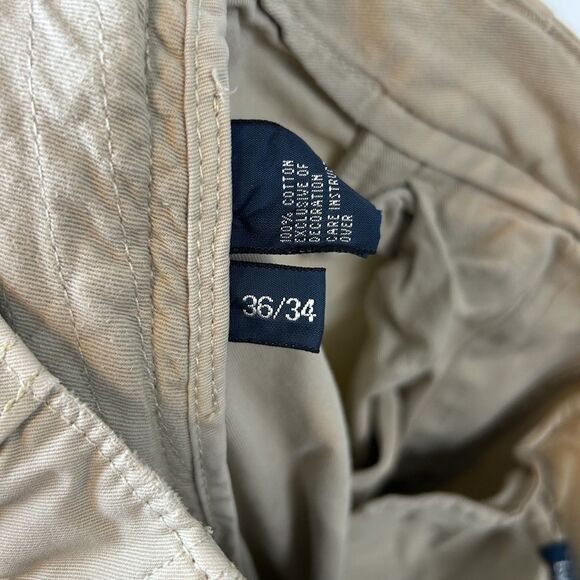 Polo Ralph Lauren Pants Mens 36x34 Tan Chino Flat Front Classic Preppy RL-5 Flag - Picture 6 of 13